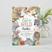 Invitation Boho Animal Safari Deux Wild Anniversaire Invitati (Debout devant)