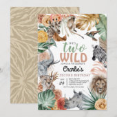 Invitation Boho Animal Safari Deux Wild Anniversaire Invitati (Devant / Derrière)