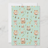 Invitation Boho animaux boisés mignonette Chouette fleurie Ba (Dos)