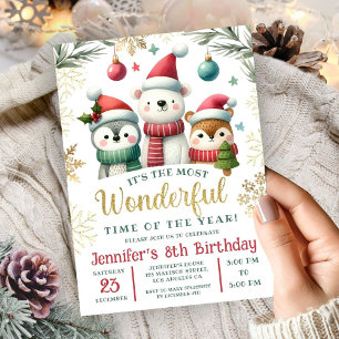 Invitation Boho Animaux de Neige de Merveilleux Hiver 8e Anni