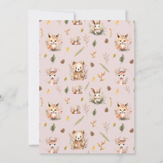 Invitation Boho animaux mignon lapin botanique Nesting Party (Dos)