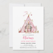 Invitation Boho Anniversaire Ado fille Fête de bois Invitatio (Devant)