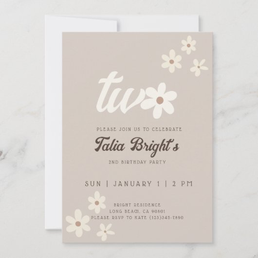 Invitation Boho Anniversaire Fleur de Marguerite N (Devant)