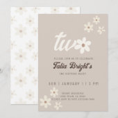 Invitation Boho Anniversaire Fleur de Marguerite N (Devant / Derrière)