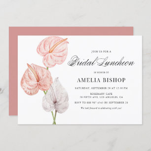 Invitation Boho Anthuriums rose Tropical Bridal Luncheon