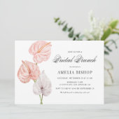 Invitation Boho Anthuriums rose Tropical Floral Bridal Brunch (Debout devant)