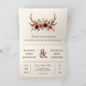 Invitation Boho Antilopes Terracotta Floral Code QR Mariage (Intérieur)