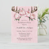 Invitation Boho Antler et Pink Peonies (Debout devant)