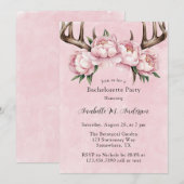 Invitation Boho Antler et Pink Peonies (Devant / Derrière)