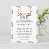 Invitation Boho Antlers Fleur sauvage All in One QR Code Mari (Debout devant)