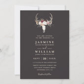 Invitation Boho Antlers Floral Rustic Elegant QR Code Wedding (Devant)