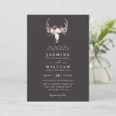 Invitation Boho Antlers Floral Rustic Elegant QR Code Wedding (Debout devant)