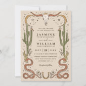 Invitation Boho Antlers Southwestern Rustic QR Code Wedding (Devant)