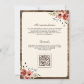 Invitation Boho Antlers Terracotta Floral QR Code Mariage (Dos)
