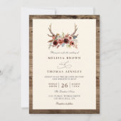Invitation Boho Antlers Terracotta Floral QR Code Wedding (Devant)