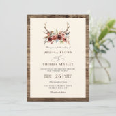 Invitation Boho Antlers Terracotta Floral QR Code Wedding (Debout devant)