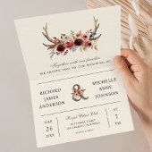 Invitation Boho Antlers Terracotta Floral QR Code Wedding
