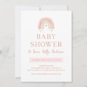 Invitation Boho Aquarelle arc-en-ciel avec Baby shower de coe (Devant)