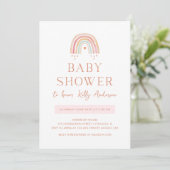Invitation Boho Aquarelle arc-en-ciel avec Baby shower de coe (Debout devant)