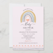 Invitation Boho Aquarelle arc-en-ciel Baby shower rose Invita (Devant)