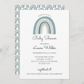 Invitation Boho Aquarelle arc-en-ciel Bleu bébé garçon douche (Devant / Derrière)