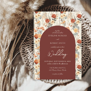 Invitation Boho aquarelle automne arche de fleurs sauvages