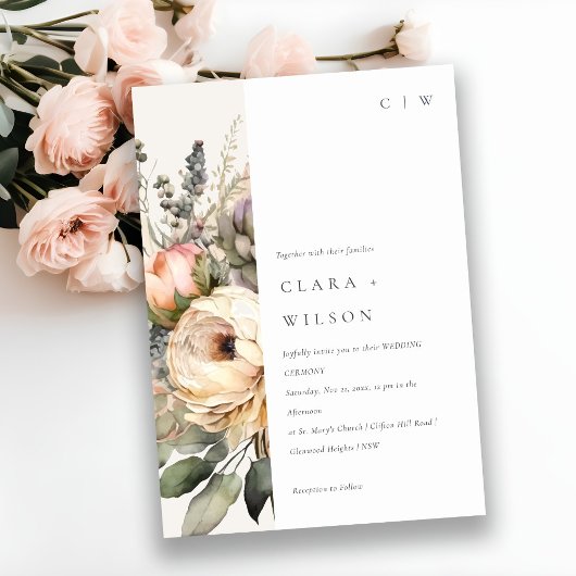 Invitation Boho Aquarelle Automne Automne Automne Floral Buna