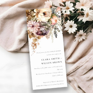 Invitation Boho Aquarelle Automne Floral Bunch Couples Douche