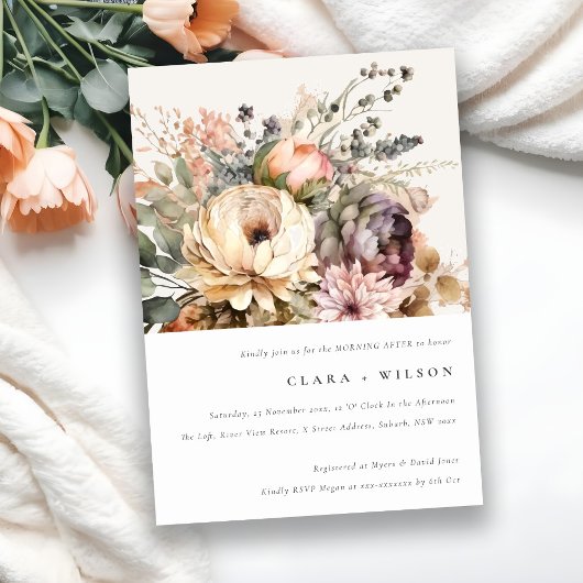 Invitation Boho Aquarelle Automne Floral Bunch Matin après