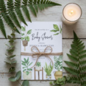 Invitation Boho Aquarelle Baby shower Plante pointé