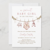 Invitation Boho Aquarelle Bébé Vêtements Fille Baby shower (Devant)
