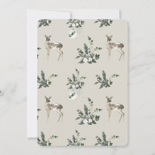 Invitation Boho Aquarelle Bleu clair Noël Fête (Dos)