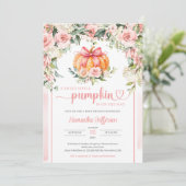 Invitation Boho aquarelle bleu pois floral point citrouille (Debout devant)