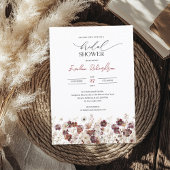 Invitation Boho aquarelle bordeaux fleur sauvage