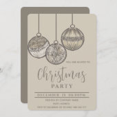 Invitation Boho aquarelle boules de Noël entreprise (Devant / Derrière)