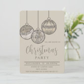 Invitation Boho aquarelle boules de Noël entreprise (Debout devant)