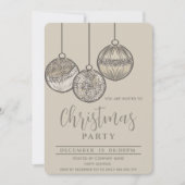 Invitation Boho aquarelle boules de Noël entreprise (Devant)