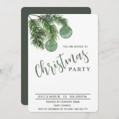 Invitation Boho aquarelle boules de Noël entreprise (Devant / Derrière)