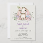 Invitation Boho Aquarelle Bunny Pâques Brunch (Devant)