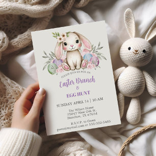 Invitation Boho Aquarelle Bunny Pâques Brunch