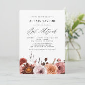 Invitation Boho Aquarelle Chute Fleurs Bat mitzvah (Debout devant)
