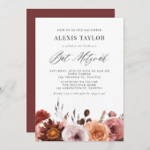 Invitation Boho Aquarelle Chute Fleurs Bat mitzvah (Devant / Derrière)