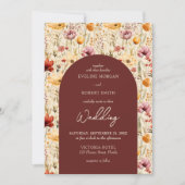 Invitation Boho aquarelle chute fleurs sauvages (Devant)