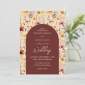 Invitation Boho aquarelle chute fleurs sauvages (Debout devant)