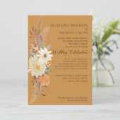 Invitation BOHO Aquarelle Chute Florale Pampas Herbe Mustard (Debout devant)