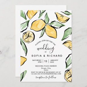 Invitation Boho Aquarelle Citron Citrus Verdure été