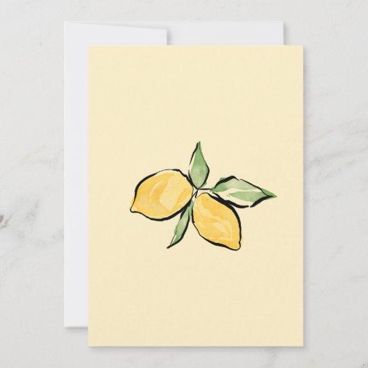 Invitation Boho Aquarelle Citron Citrus Verdure été (Dos)