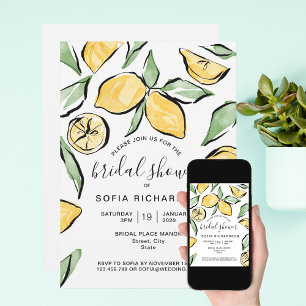 Invitation Boho Aquarelle Citron Citrus Verdure été
