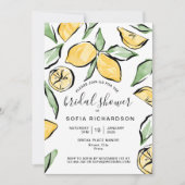 Invitation Boho Aquarelle Citron Citrus Verdure été (Devant)