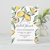 Invitation Boho Aquarelle Citron Citrus Verdure été (Debout devant)